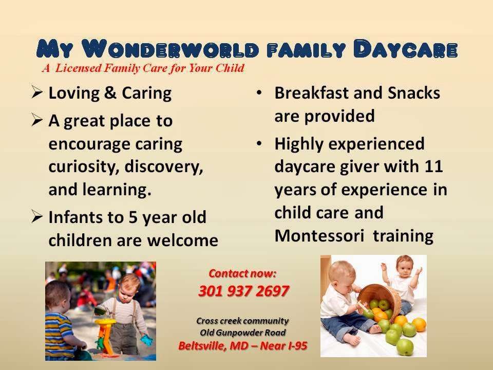 My Wonderworld Family Day care | 12507 Old Gunpowder Rd, Calverton, MD 20705, USA | Phone: (301) 937-2697