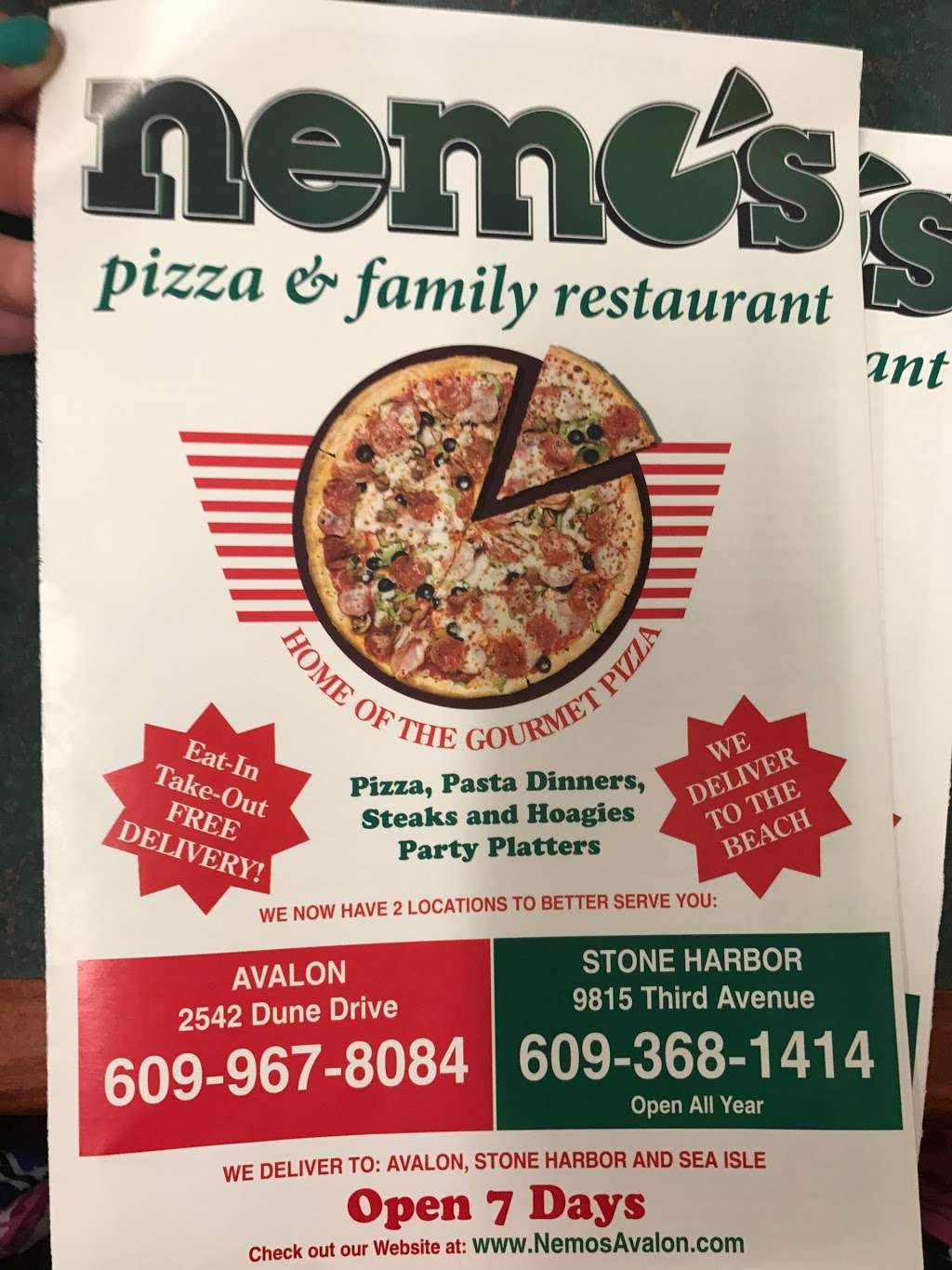 Nemos Stone Harbor Pizza & Family Restaurant | 9817 3rd Ave, Stone Harbor, NJ 08247, USA | Phone: (609) 368-1414