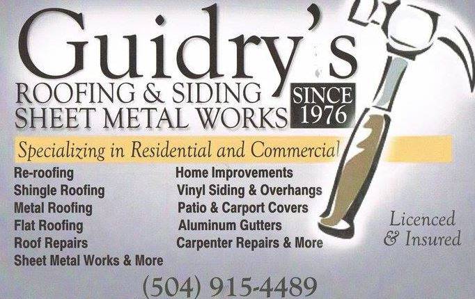 Guidrys Roofing and Sheet Metal Supplies | 1020 Avenue A STE 100, Marrero, LA 70072, USA | Phone: (504) 309-6509
