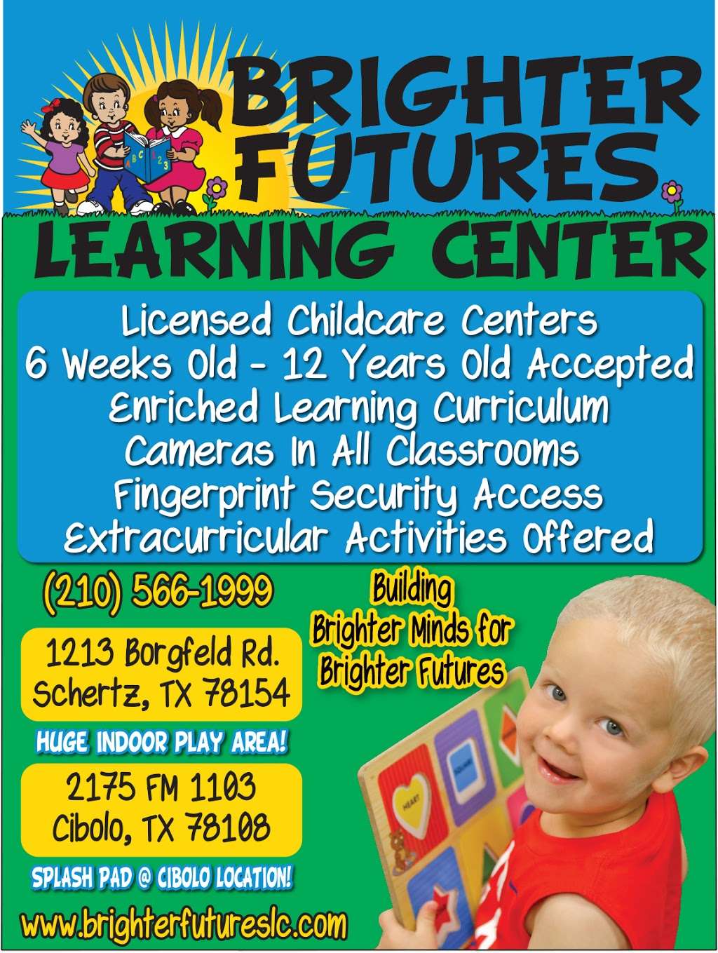 Brighter Futures Learning Center | 1213 Borgfeld Rd, Schertz, TX 78154, USA | Phone: (210) 566-1999