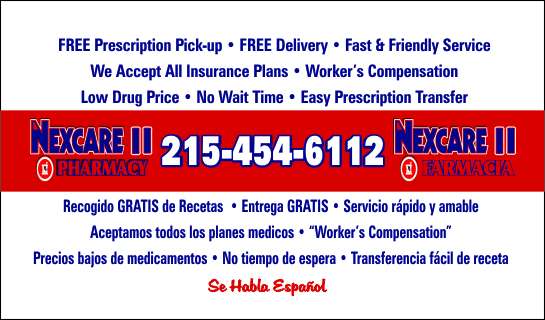 Nexcare Pharmacy 2 Inc. | 3227 Kensington Ave, Philadelphia, PA 19134, USA | Phone: (215) 454-6112