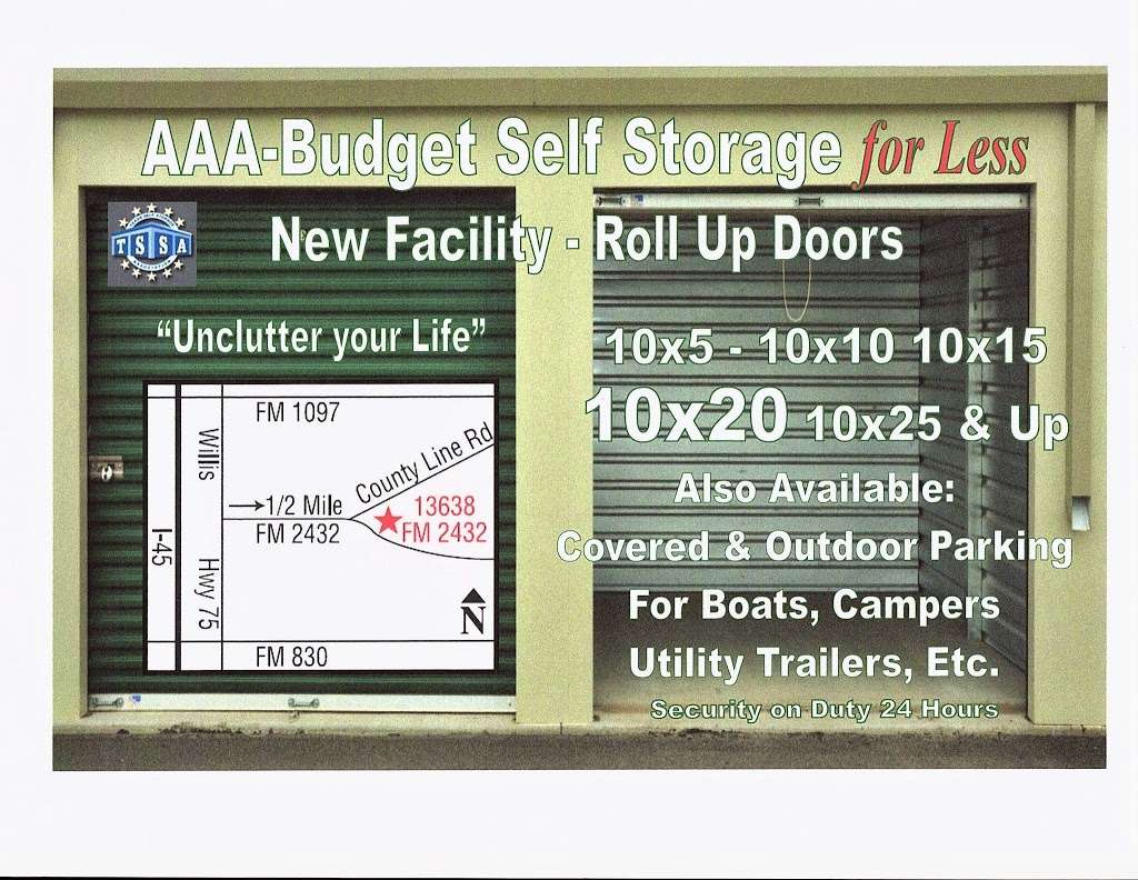 AAA Budget Self Storage | 13638 FM 2432 Road, Willis, TX 77378, USA | Phone: (936) 228-4533