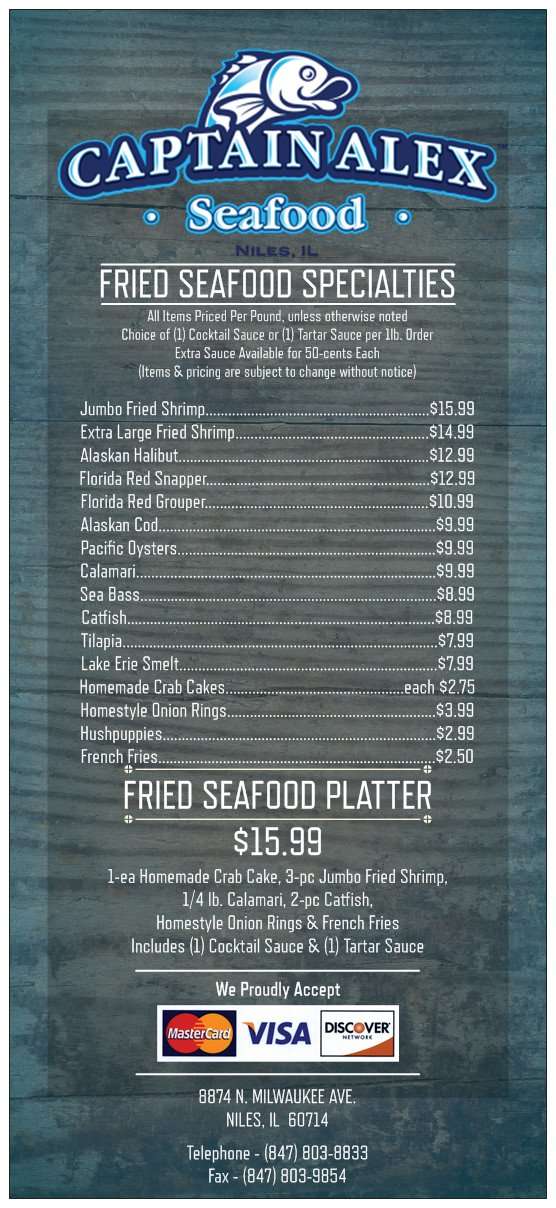 Captain Alex Seafood | 8874 N Milwaukee Ave, Niles, IL 60714, USA | Phone: (847) 803-8833