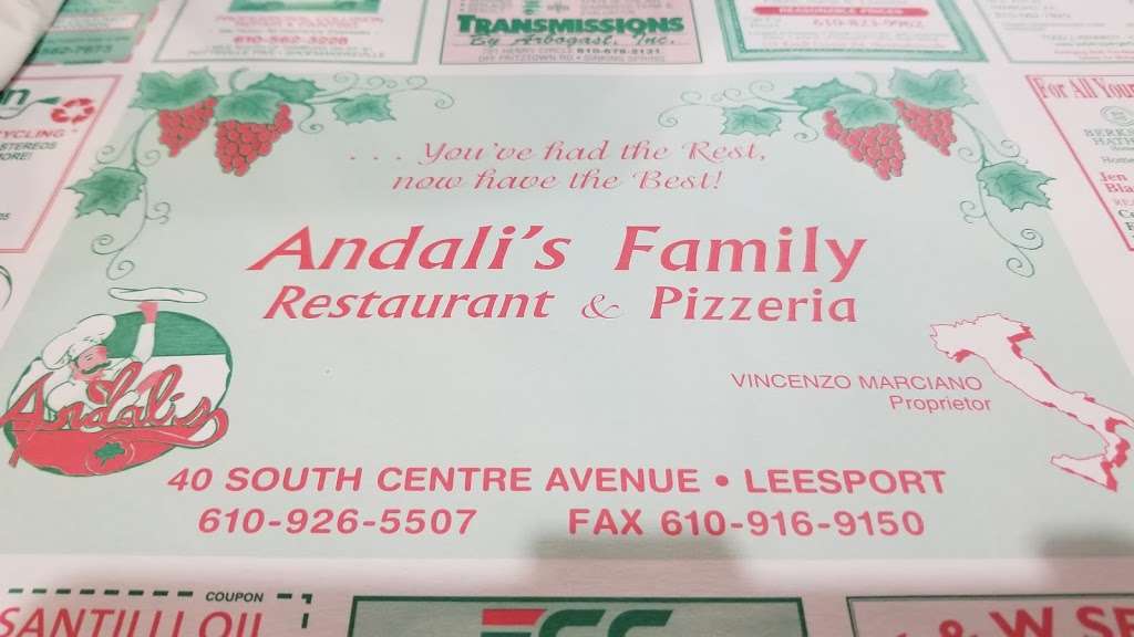 Andalis Family Restaurant & Pizzeria | 40 S Centre Ave, Leesport, PA 19533, USA | Phone: (610) 926-5507