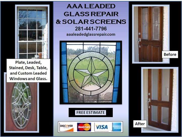 AAA Leaded Glass Repair and Solar Screens | 6410 Storey Dr, Humble, TX 77396, USA | Phone: (281) 441-7796