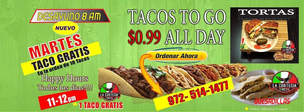 Tacos La Cortesia | 103 E 6th St, Irving, TX 75060, USA | Phone: (972) 514-1477