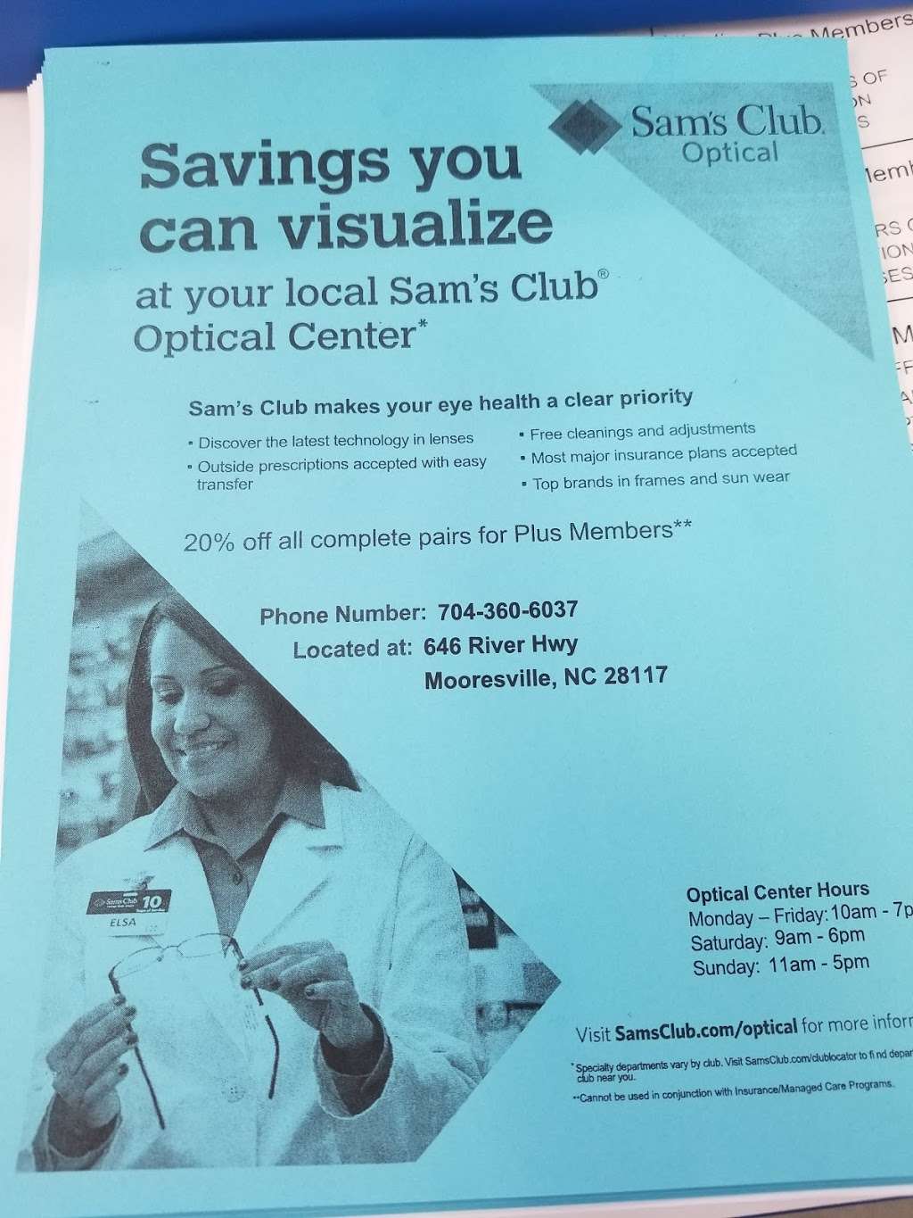 Sams Club Optical Center | 646 River Hwy, Mooresville, NC 28117, USA
