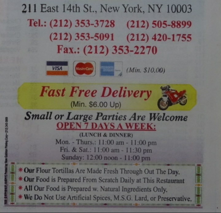 211 New Taco Grill | 211 E 14th St, New York, NY 10003, USA | Phone: (212) 505-8899