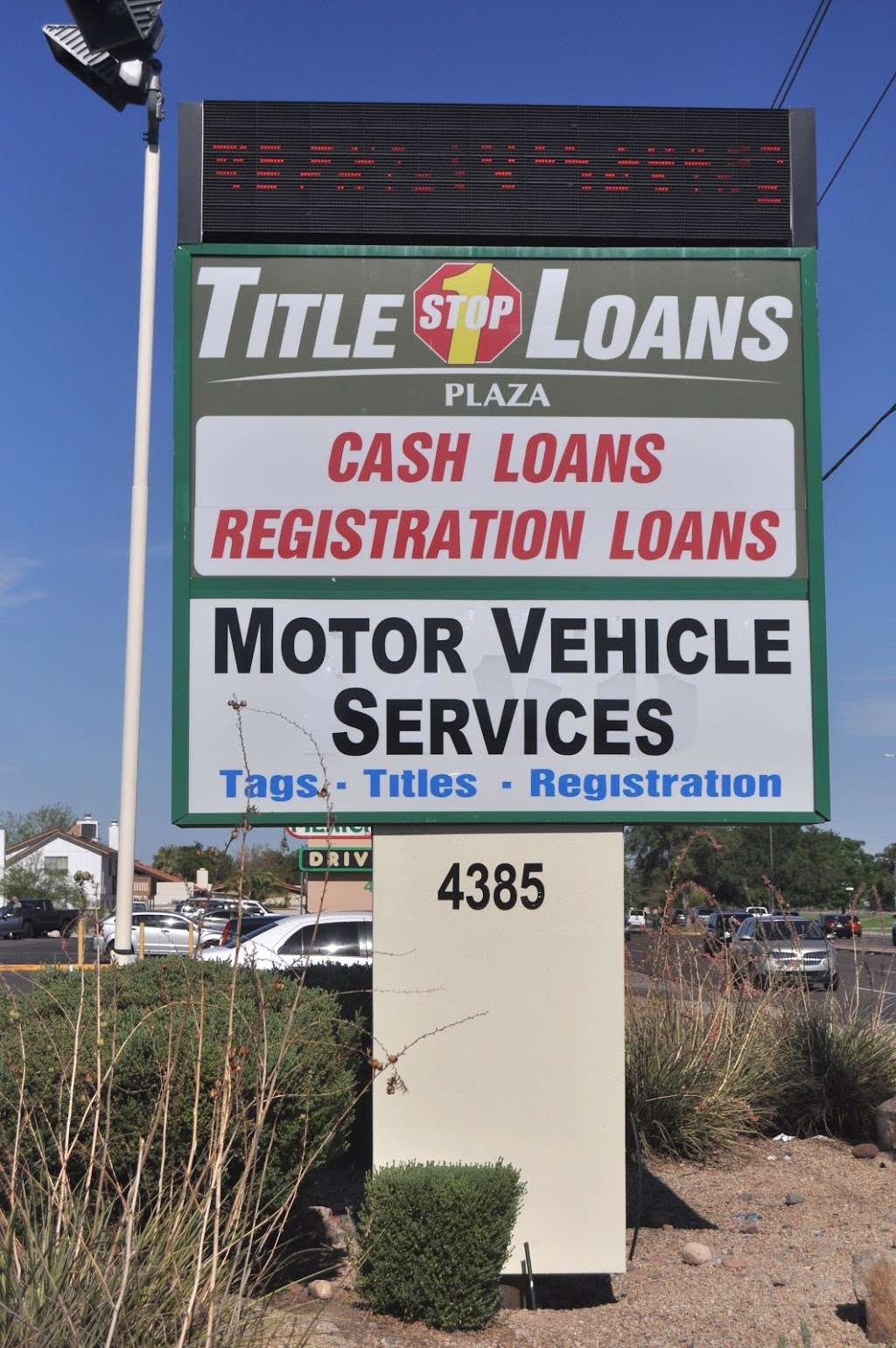 1 Stop Title Loans | 5036 W Cactus Rd #4, Glendale, AZ 85304, USA | Phone: (602) 264-2400