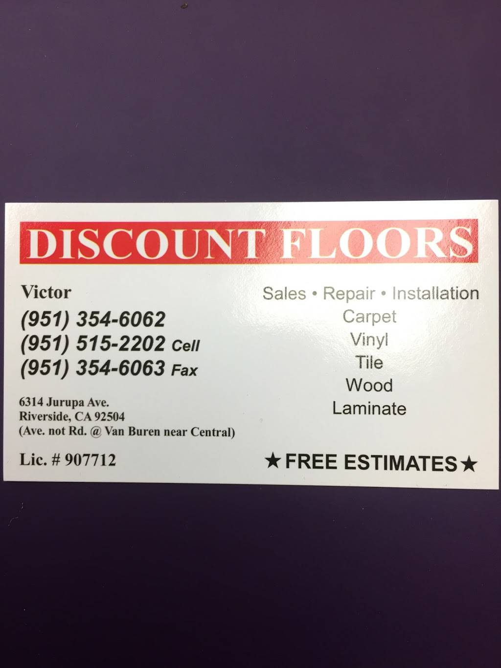 Discount Floors | 6314 Jurupa Ave, Riverside, CA 92504 | Phone: (951) 354-6062