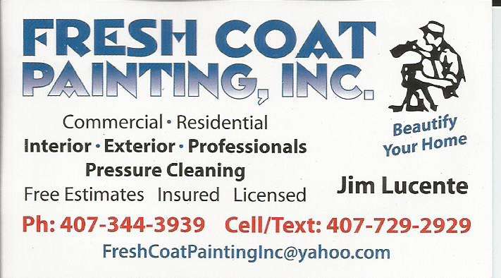 Fresh Coat Painting Inc | 2547 Partin Settlement Rd, Kissimmee, FL 34744, USA | Phone: (407) 344-3939