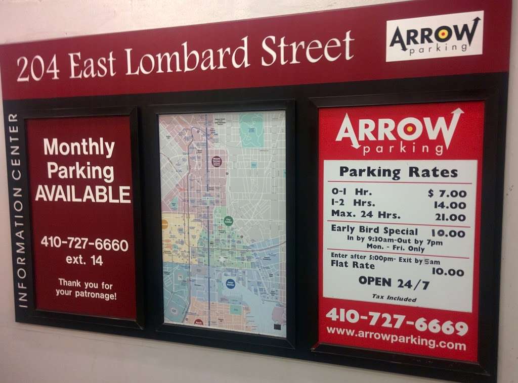 Arrow Parking | 204 E Lombard St, Baltimore, MD 21202 | Phone: (410) 727-1060