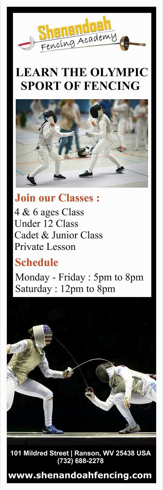 Shenandoah Fencing Academy | 101 S Mildred St, Ranson, WV 25438 | Phone: (732) 688-2278