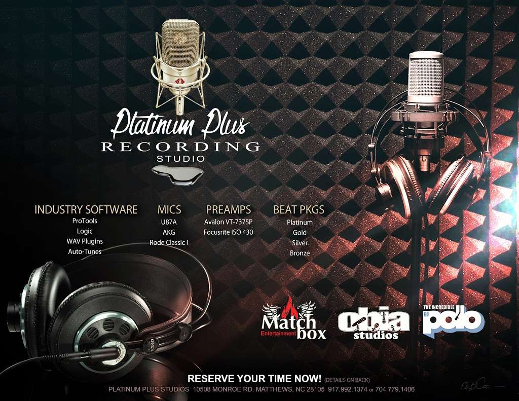 Platinum Plus Recording | 10508 Monroe Rd #N206, Matthews, NC 28105, USA | Phone: (704) 779-1406