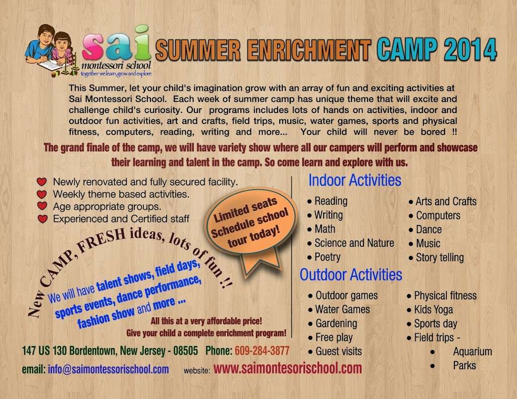 Sai Montessori School | 147 US-130, Bordentown, NJ 08505, USA | Phone: (609) 456-4205