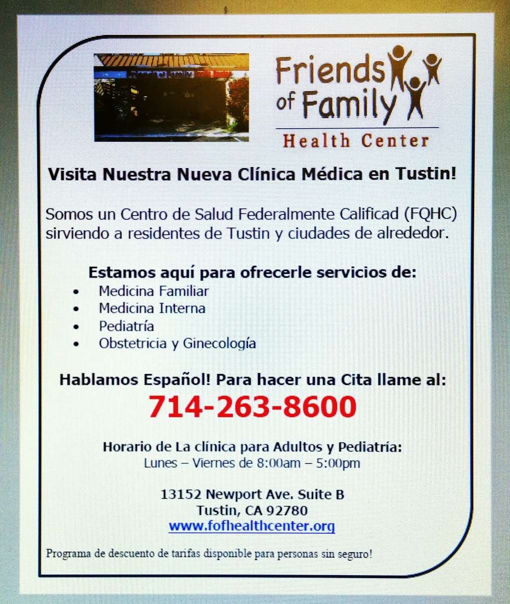 Friends of Family Health Center | 13152 Newport Ave, Tustin, CA 92780, USA | Phone: (714) 263-8600