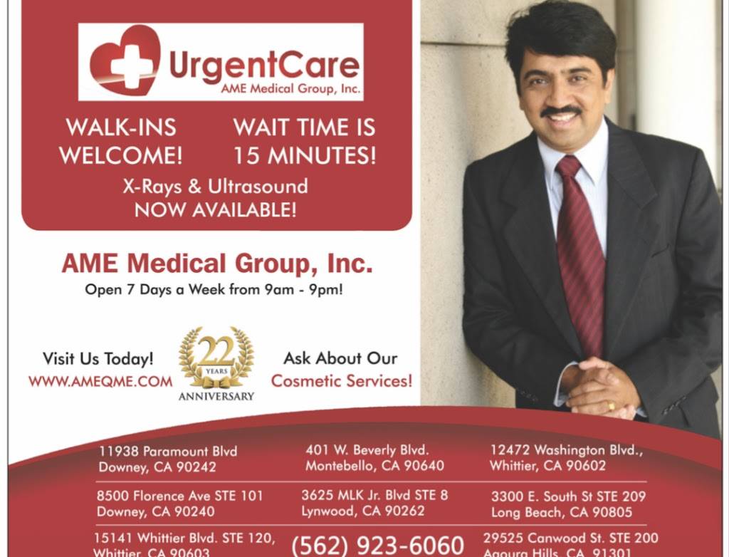 Urgent Care II - AME Medical Group | 15141 Whittier Blvd Suite 120, Whittier, CA 90603, USA | Phone: (562) 261-5944