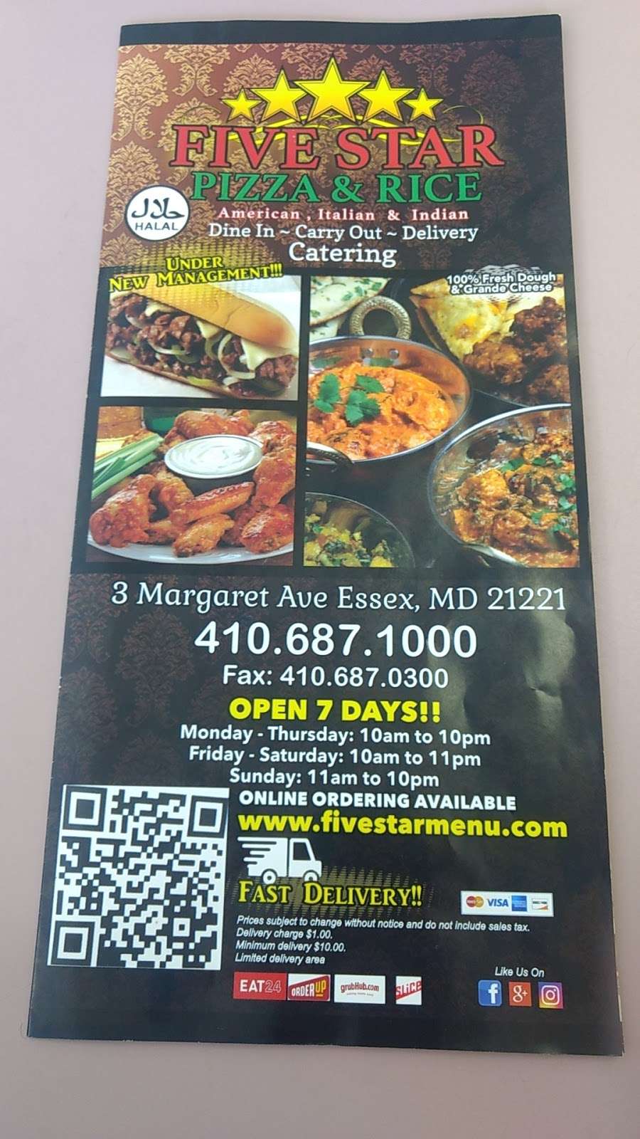 Five Star Pizza & Rice | 3 Margaret Ave, Essex, MD 21221 | Phone: (410) 687-1000