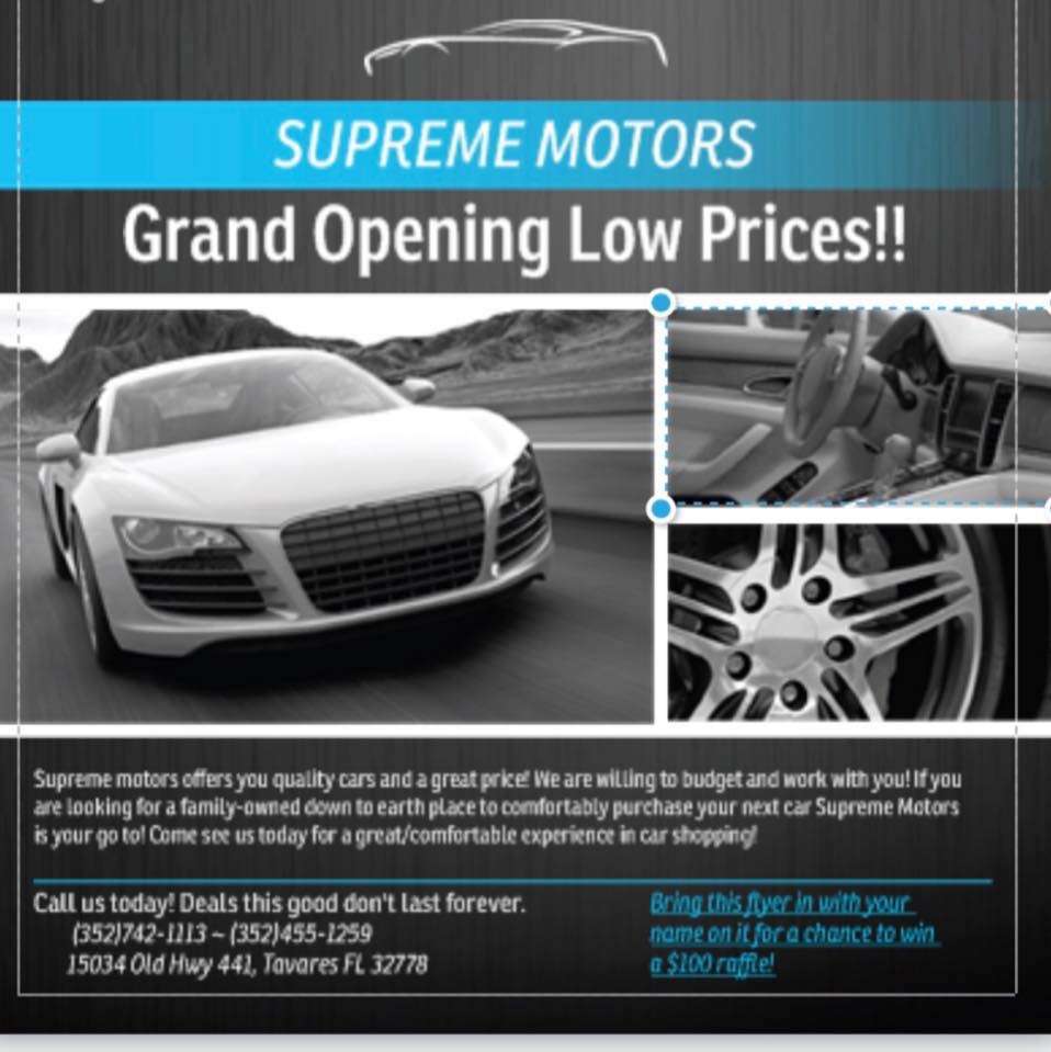 Supreme Motors | 15034 Old Hwy 441, Tavares, FL 32778 | Phone: (352) 742-1113