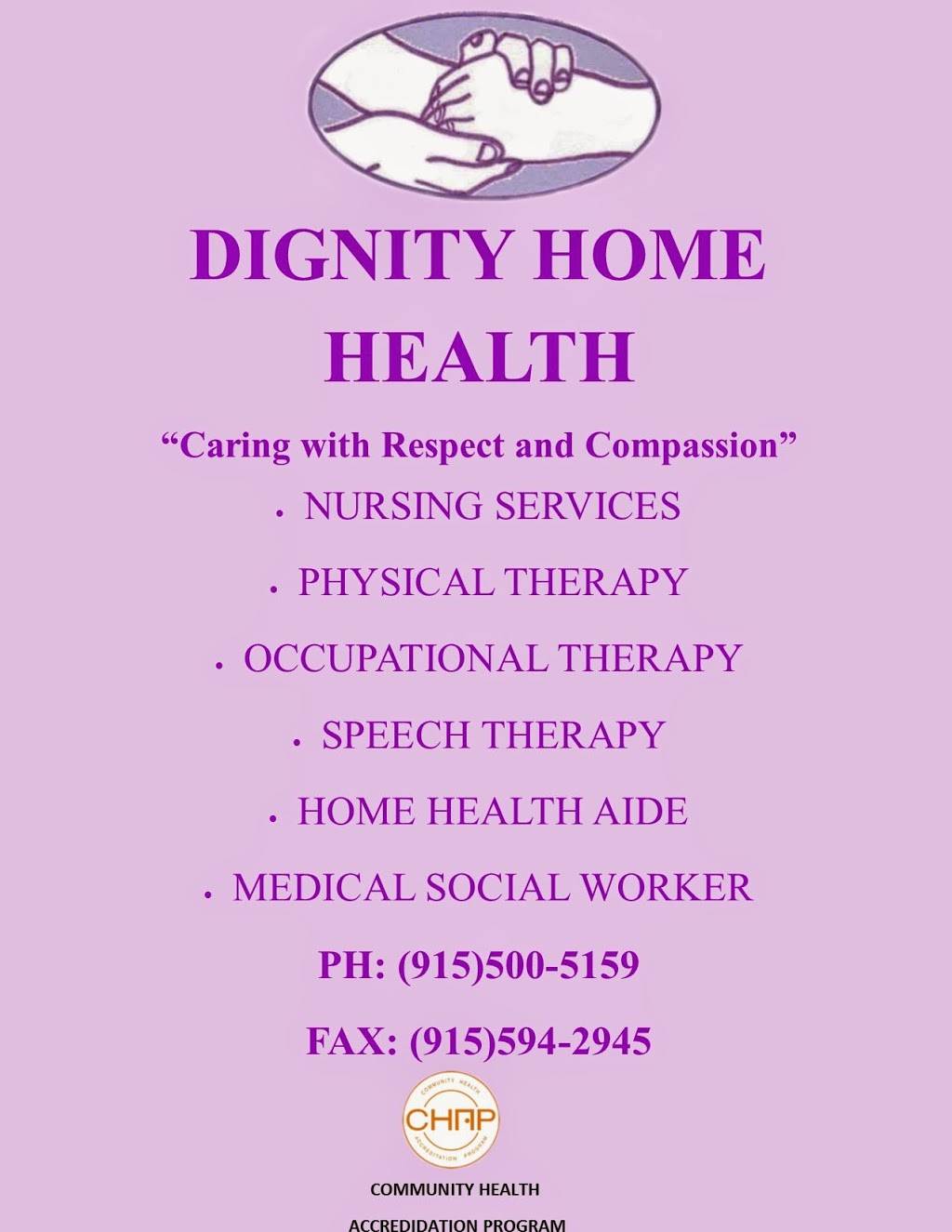 Dignity Home Health Inc Services | 9301 Breish Ct, El Paso, TX 79925, USA | Phone: (915) 500-5159