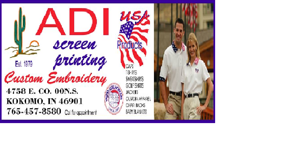 ADI Screen Printing | 4758 East County Road, E 00 N S, Kokomo, IN 46901, USA | Phone: (765) 457-8580