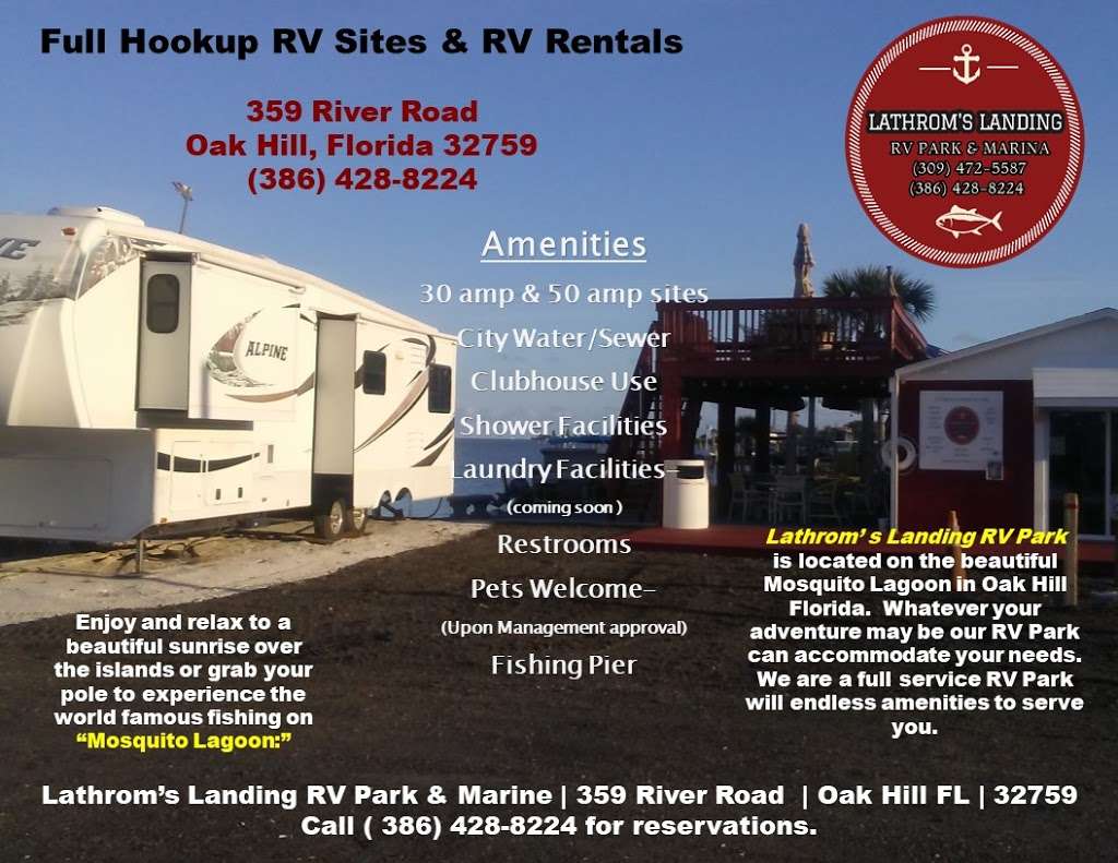 Lathroms Landing RV Park | 359 River Rd, Oak Hill, FL 32759, USA | Phone: (386) 428-8224