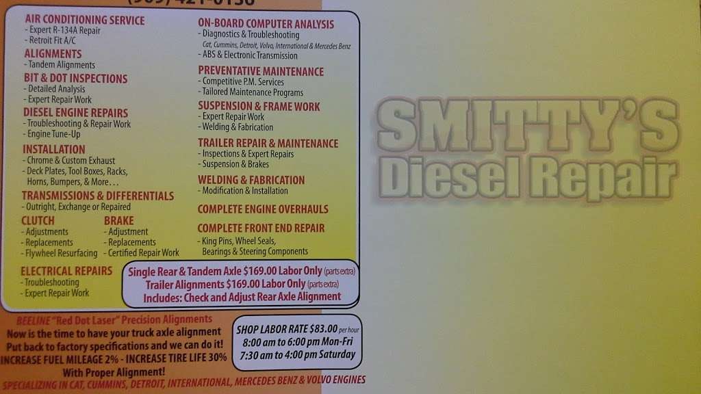 Smittys Diesel Repair - Full Commercial Diesel Truck Repair, No | 3730 S Riverside Ave, Colton, CA 92324 | Phone: (909) 356-4000