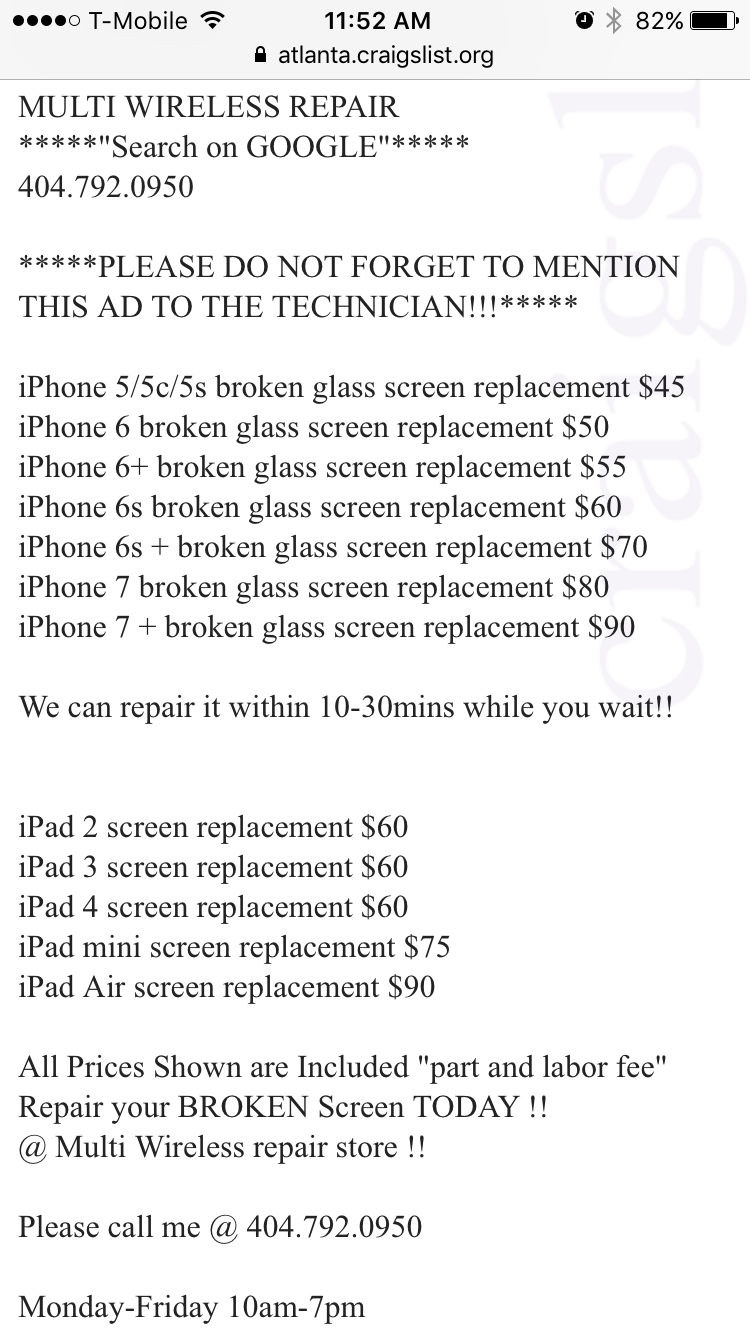 iPhone Repair Plus/Multi Wireless | 5185 S Cobb Dr SE SUITE B, Smyrna, GA 30080, USA | Phone: (404) 792-0950