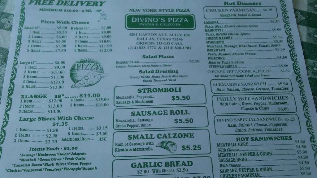 Divinos Pizza | 708 S Peak St, Dallas, TX 75246, USA | Phone: (214) 828-1772