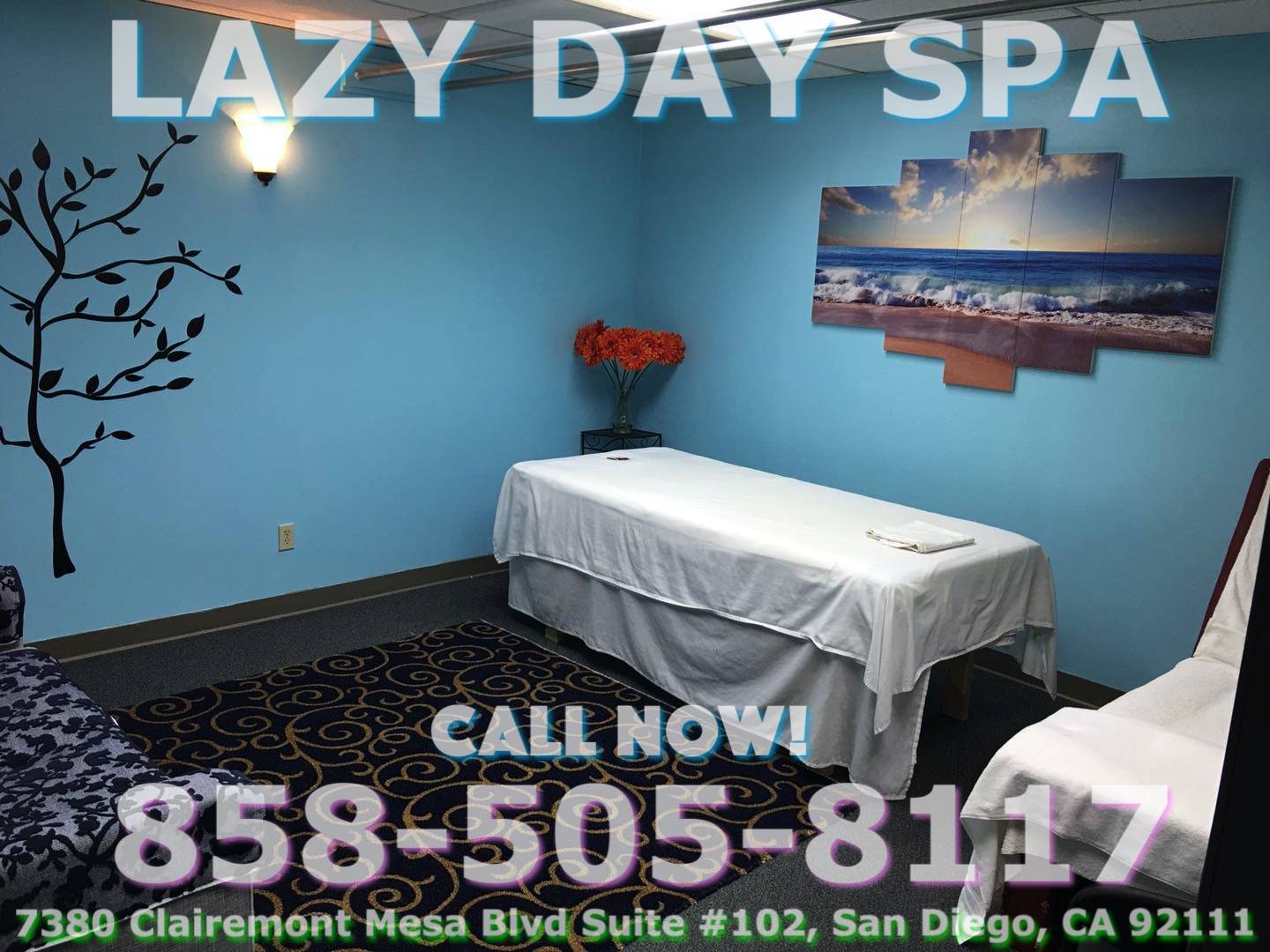 Lazy Day Spa | 7380 Clairemont Mesa Blvd #102, San Diego, CA 92111, USA | Phone: (858) 505-8117