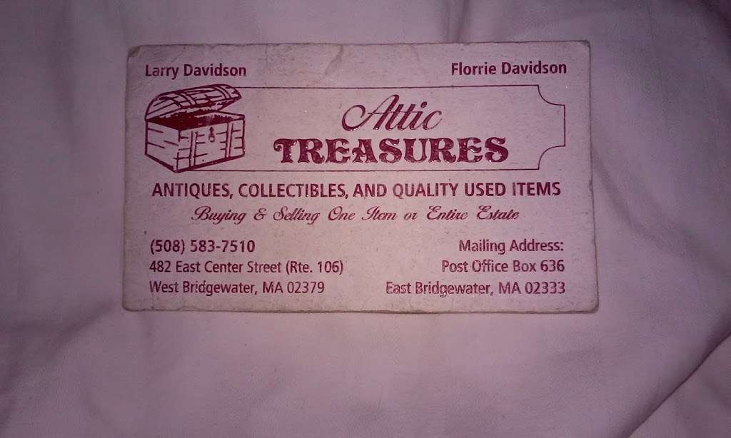 Attic Treasures | 558 West St, East Bridgewater, MA 02333 | Phone: (508) 378-7510
