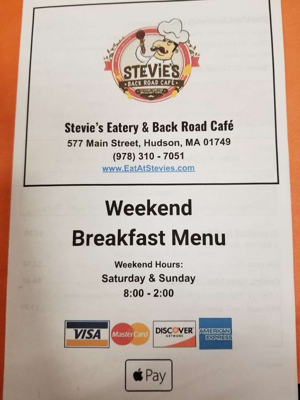 Stevies Back Road Cafe & Catering | 577 Main St, Hudson, MA 01749, USA | Phone: (978) 310-7051