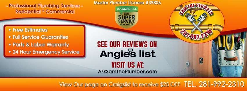 Sam The Plumber | 220 E Edgewood Dr, Friendswood, TX 77546, USA | Phone: (281) 992-2310