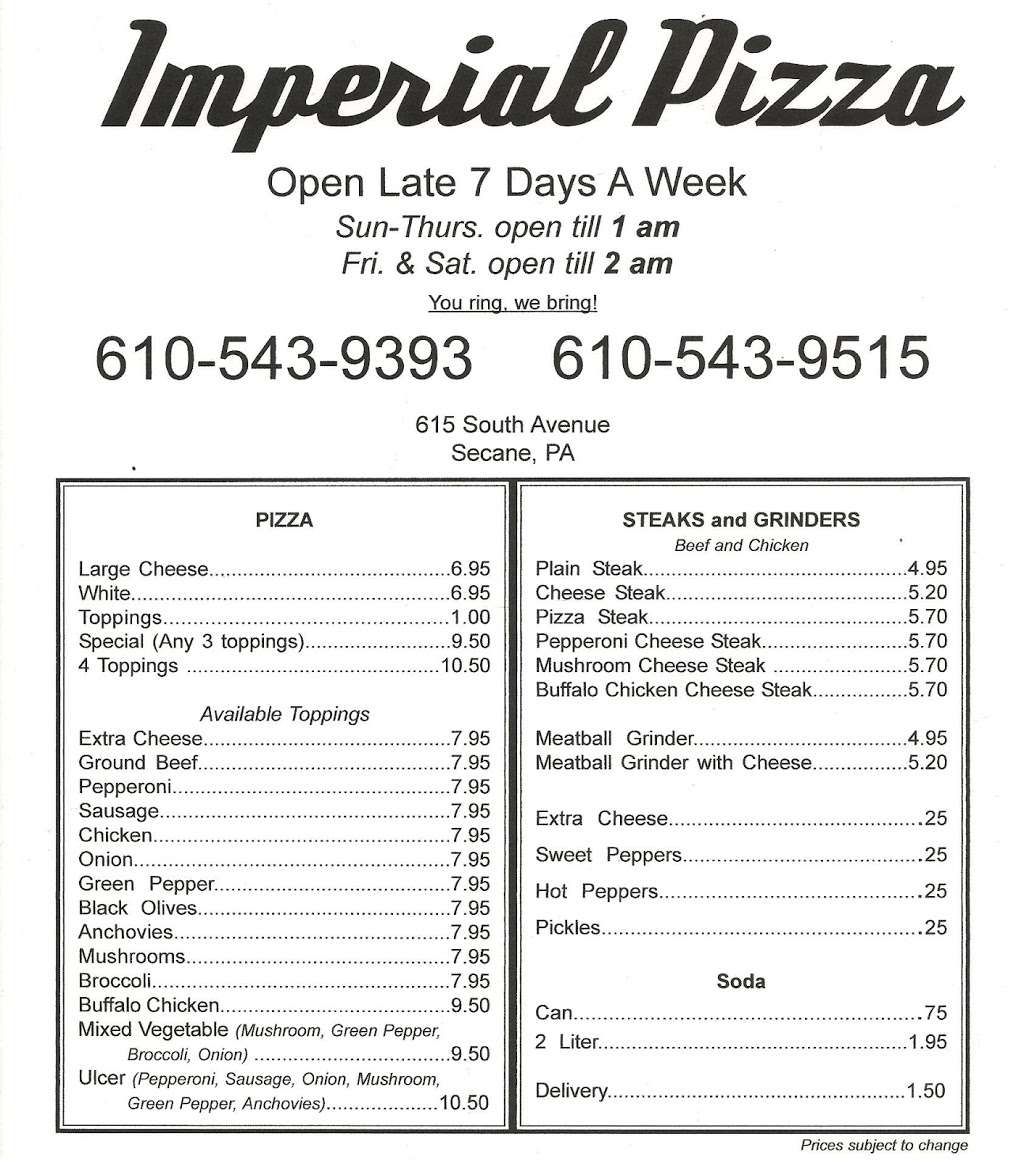 Imperial Pizza | 3528, 615 South Ave, Secane, PA 19018, USA | Phone: (610) 543-9393
