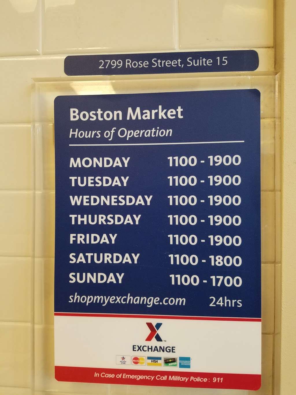 Boston Market | 2799 Rose St Suite 15, Fort Meade, MD 20755, USA