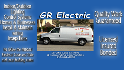 G R Electric | 31765 Indian Spring Rd, Lake Elsinore, CA 92532, USA | Phone: (951) 674-4208