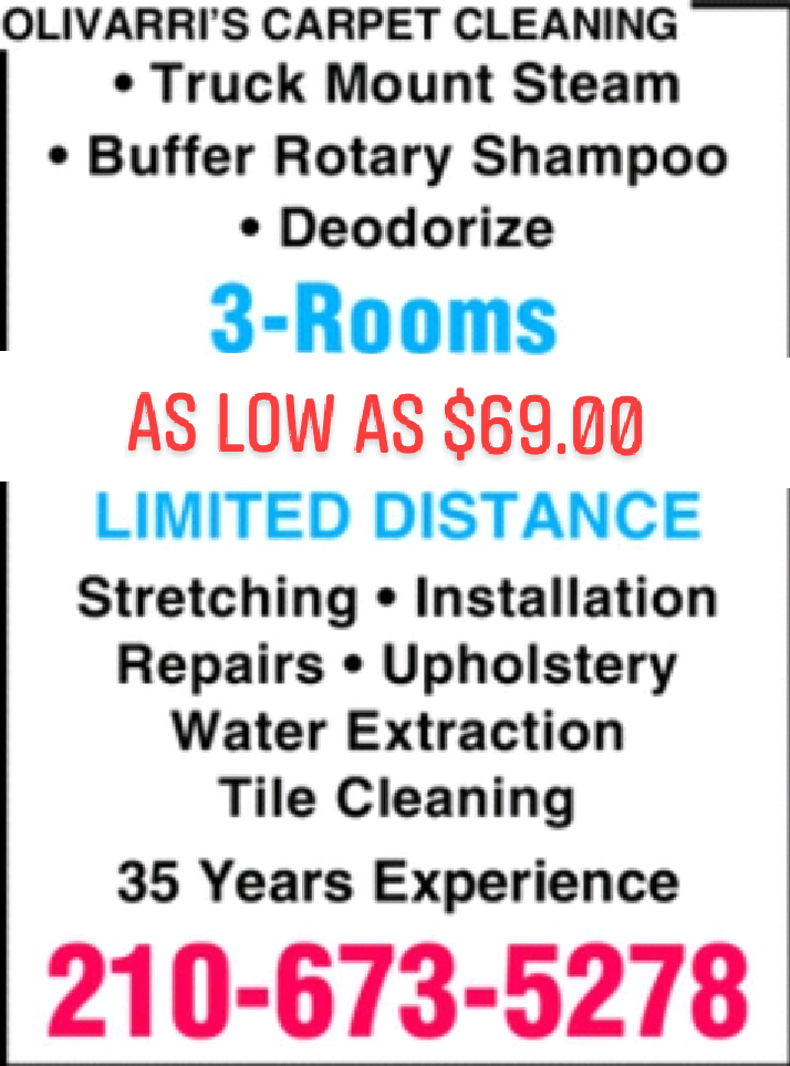 Olivarris Carpet Cleaning | 1207 Canyon Ridge Dr, San Antonio, TX 78227, USA | Phone: (210) 673-5278