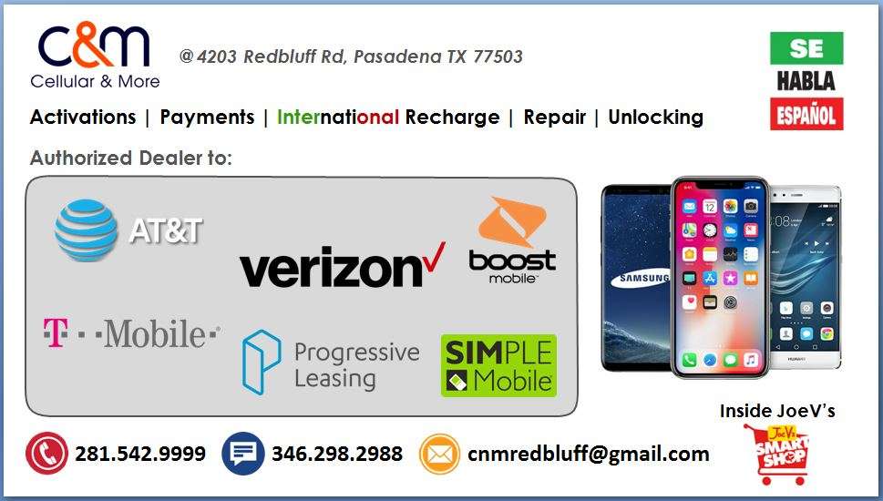 Cellular & More inside JoeVs Smart Shop | inside JoeVs, 4203 Red Bluff Rd Ste 150, Pasadena, TX 77503, USA | Phone: (281) 542-9999