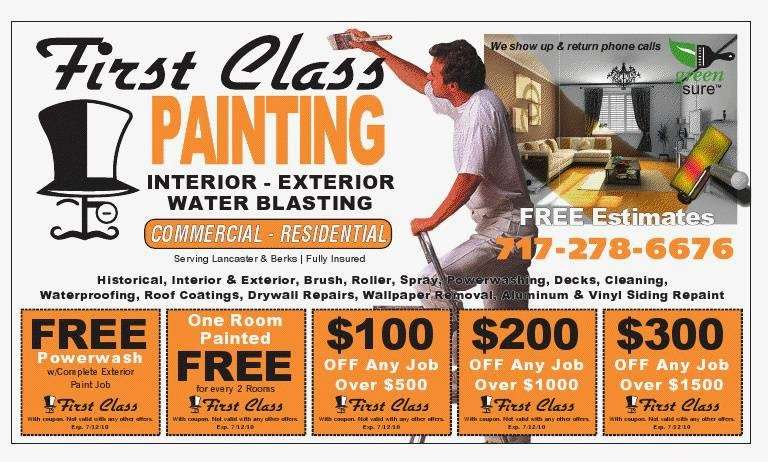 First Class Painting | 2101 Kissel Hill Rd, Lititz, PA 17543, USA | Phone: (717) 278-6676