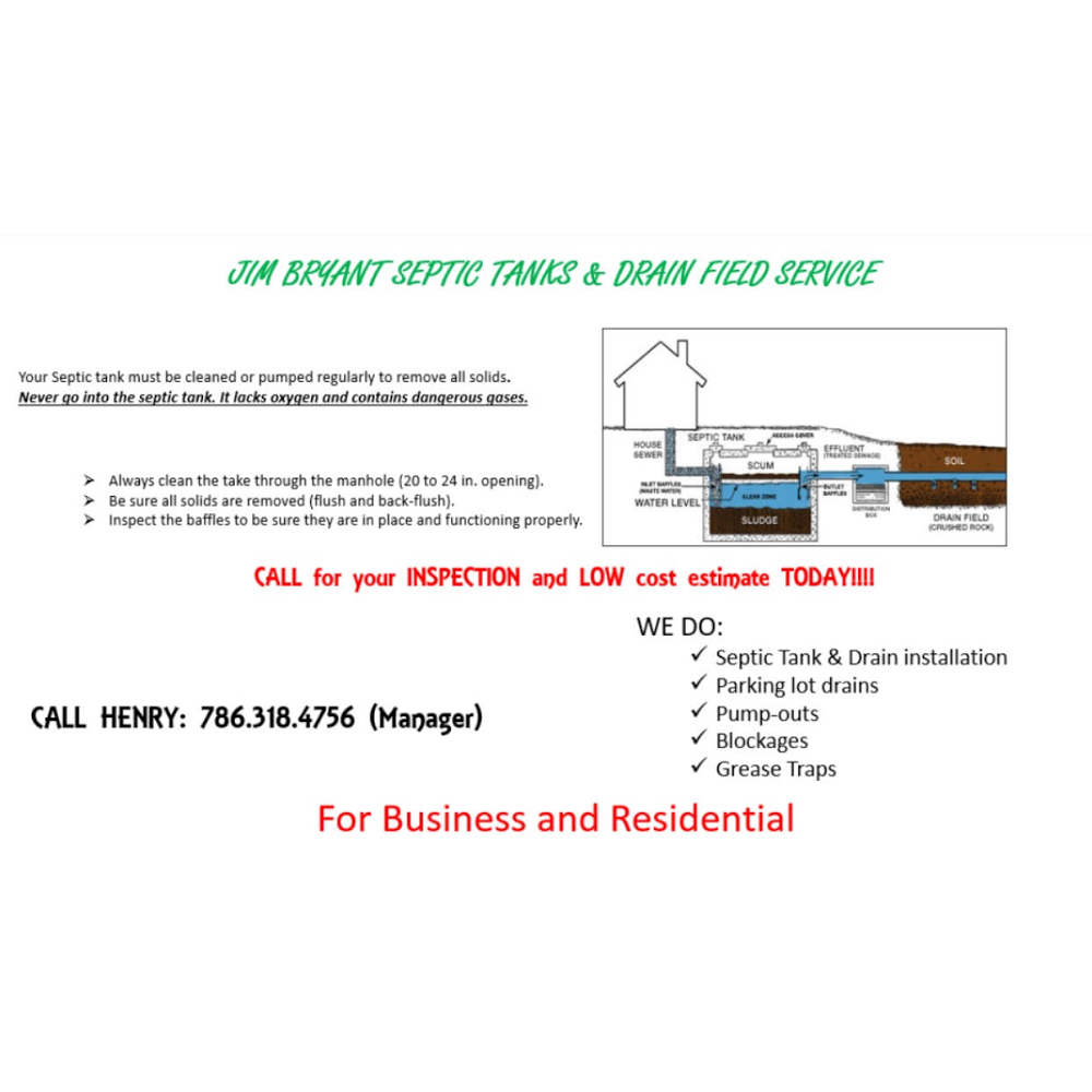 Jim Bryant Septic Service | 17935 NW 18th Ave, Miami Gardens, FL 33056, USA | Phone: (786) 318-4756