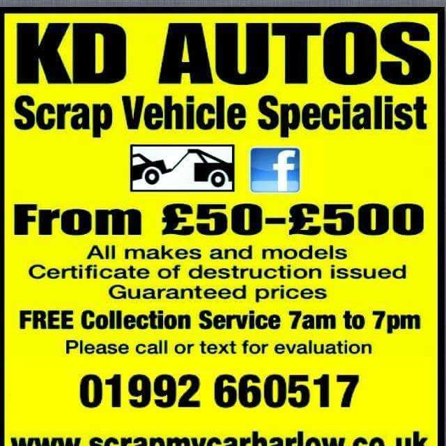 KD Autos recovery and scrap car collection | 360 Northbrooks, Harlow CM19 4DS, UK | Phone: 01992 660517