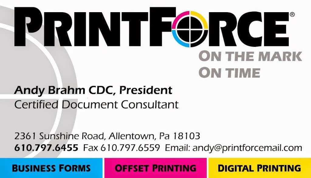 PrintForce, Inc. | 2361 Sunshine Rd, Allentown, PA 18103 | Phone: (610) 797-6455