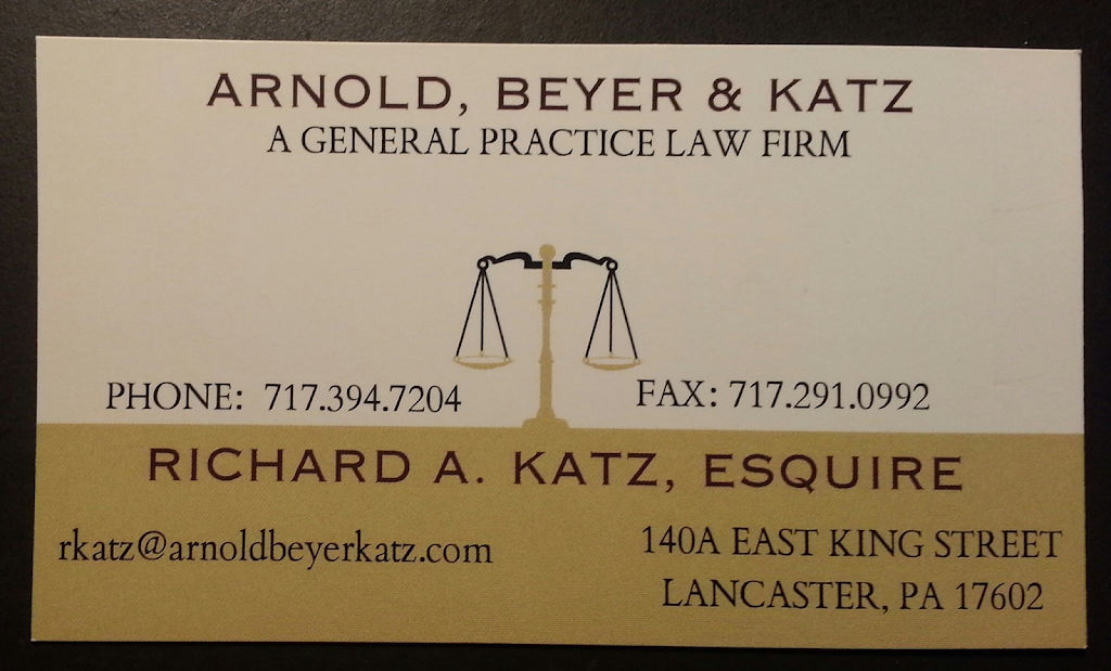 Arnold, Beyer & Katz | 140A E King St, Lancaster, PA 17602, USA | Phone: (717) 394-7204