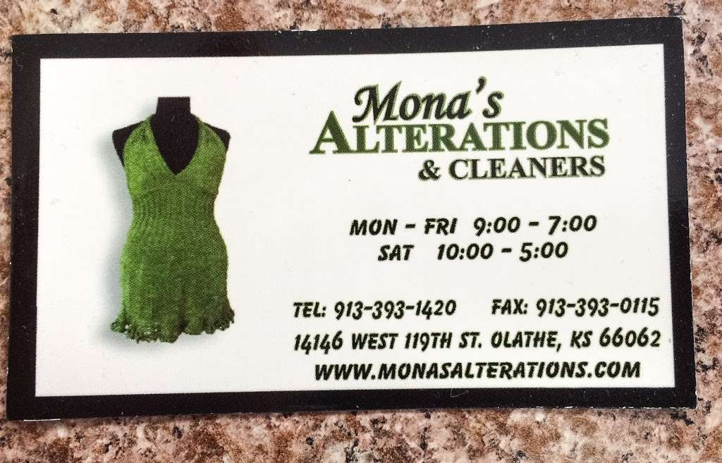 Monas Alterations & Cleaners | 14146 W 119th St, Olathe, KS 66062, USA | Phone: (913) 393-1420