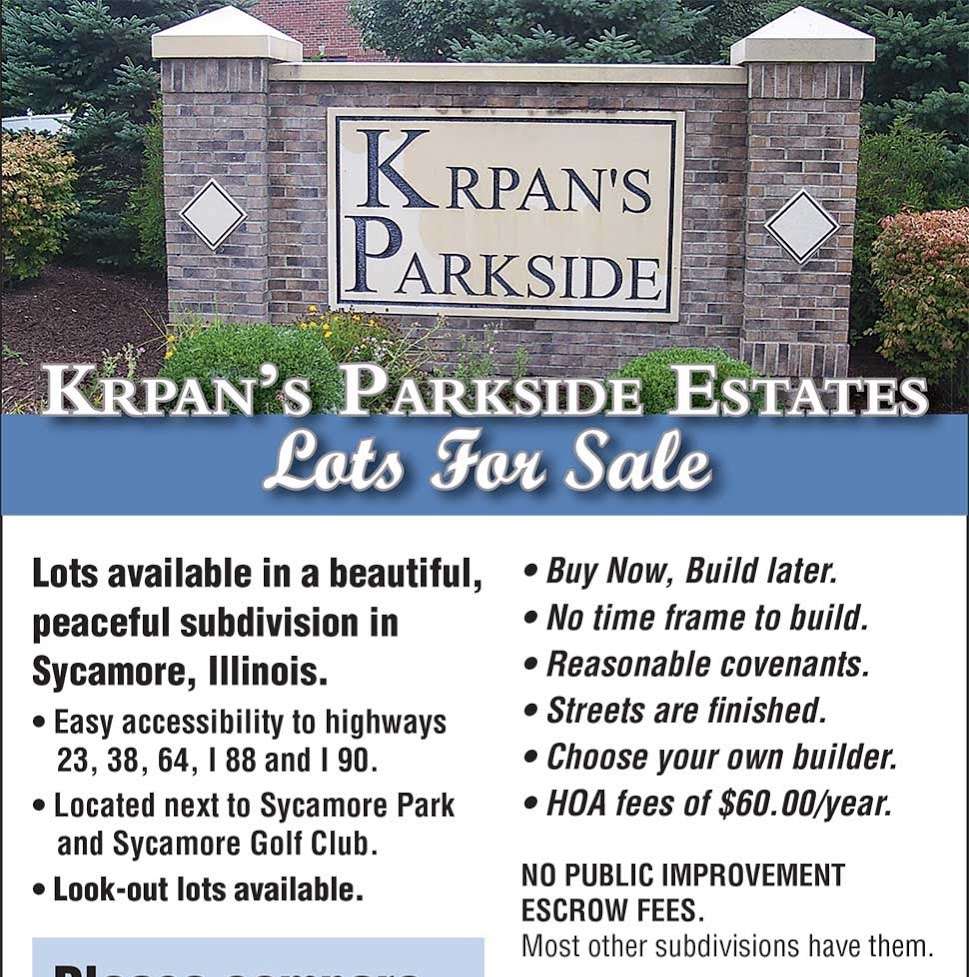 Krpans Parkside Estates - Lots For Sale, Custom Built Homes | 544 Independence Ave, Sycamore, IL 60178, USA | Phone: (815) 739-2990