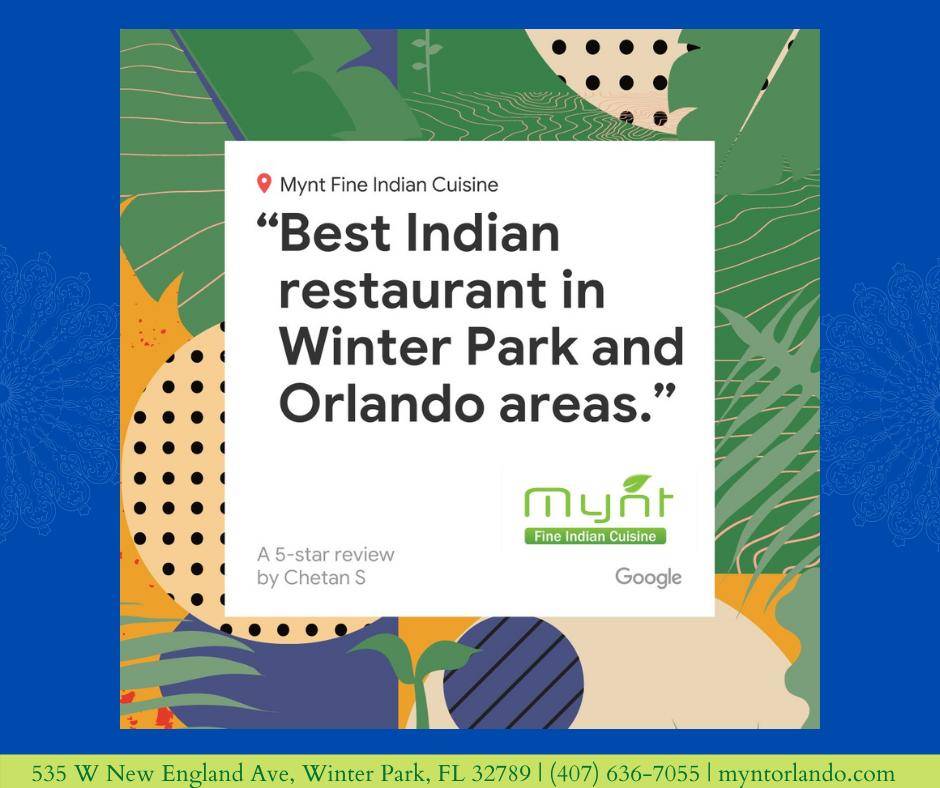 Mynt Fine Indian Cuisine | 535 W New England Ave, Winter Park, FL 32789, United States | Phone: (407) 636-7055