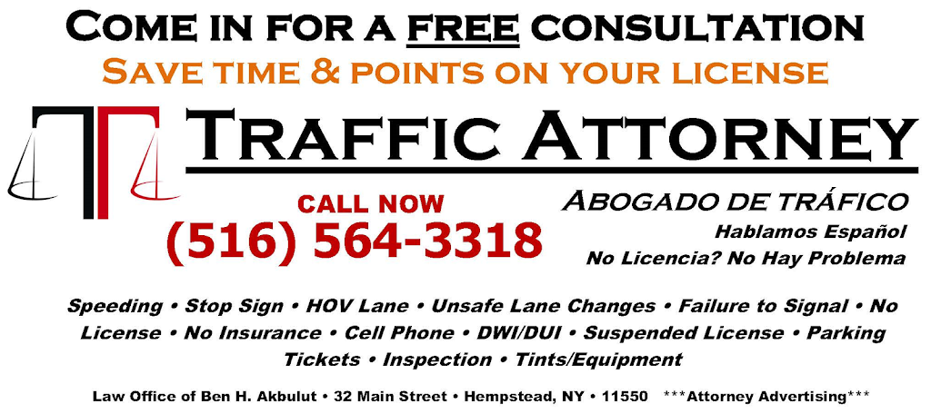 Law Office of Ben H. Akbulut | 32 Main St, Hempstead, NY 11550, USA | Phone: (516) 564-3318