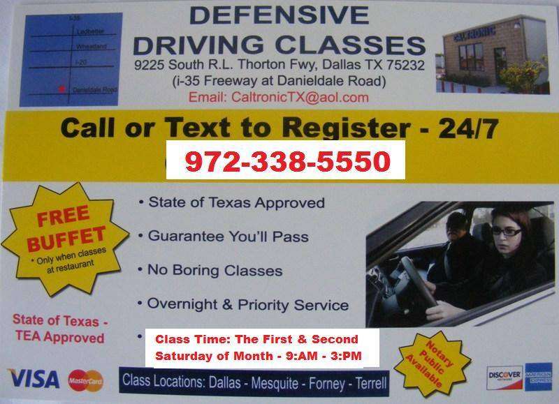 Defensive Driving Class at Caltronic | 9225 S R. L. Thornton Fwy, Dallas, TX 75232, USA | Phone: (972) 338-5550