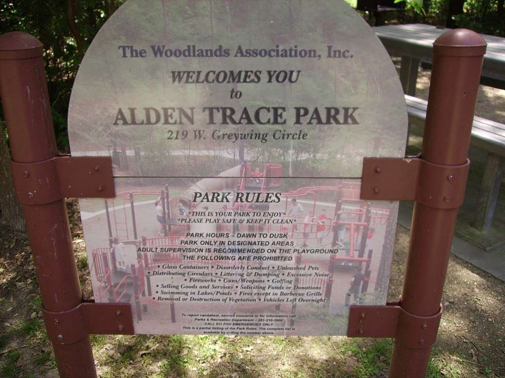 Alden Trace Park | W Greywing Cir, The Woodlands, TX 77382, USA | Phone: (281) 210-3800