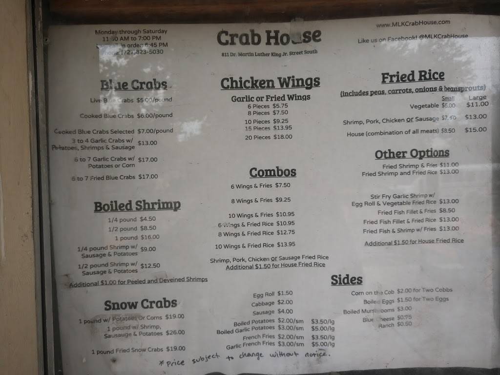 Crab House | 811 Dr. M.L.K. Jr St S, St. Petersburg, FL 33705, USA | Phone: (727) 823-5030